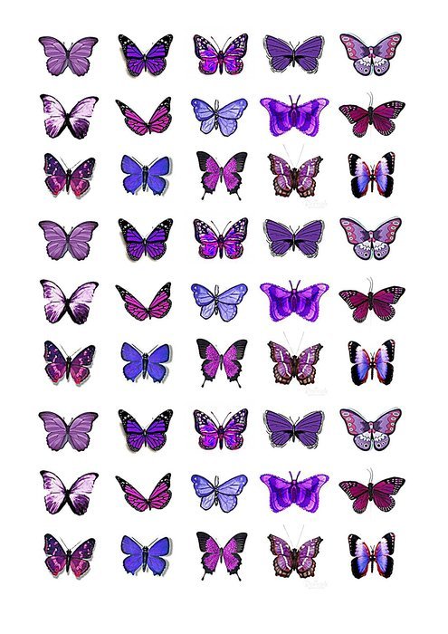 45x Purple Butterflies Edible Cake Toppers (Birthday Cupcake Topper by eShack)
