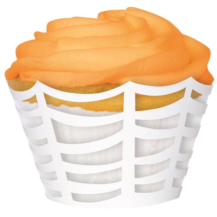 Die Cut White Spider Web Halloween Cupcake Wrappers, 12ct N3