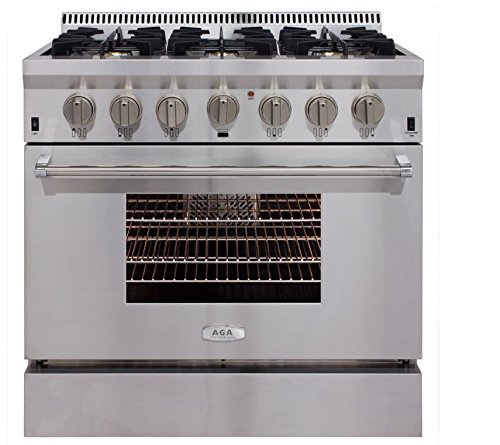 AGA APRO36AGSS 36" Professional Gas Range with RapidBake Convection, Stainless Steel N2