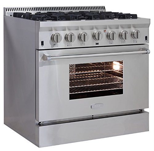 AGA APRO36AGSS 36" Professional Gas Range with RapidBake Convection, Stainless Steel N3