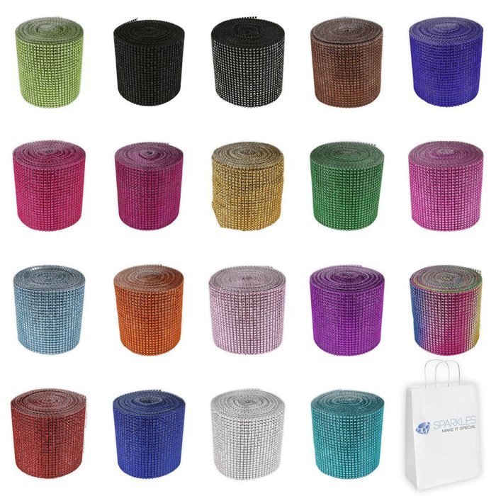 Sparkles Make It Special 12 Row Diamond Rhinestone Mesh 10 Yard Roll Wedding Party Decoration Trim Wrap Turquoise