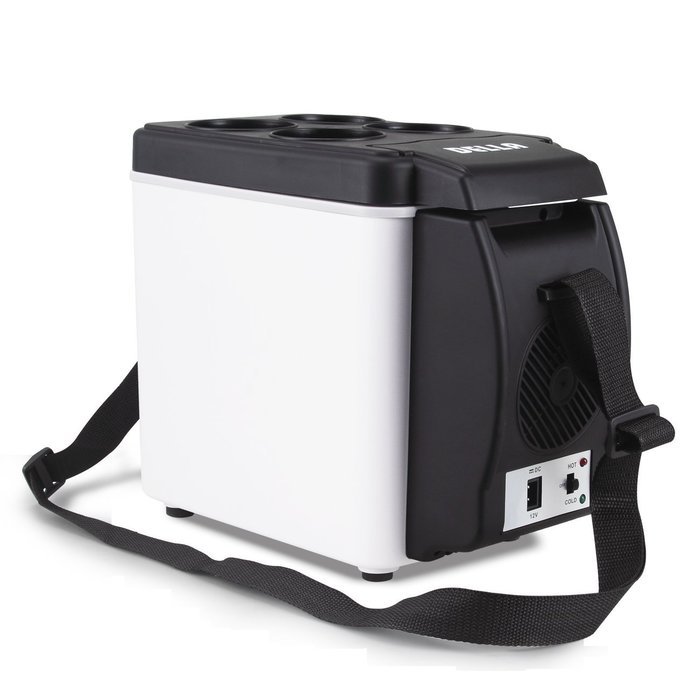 Della Portable Thermo Electric Refrigerator Cooler/Warmer 7-Quart Road Trip with Adjustable Strap, White N2