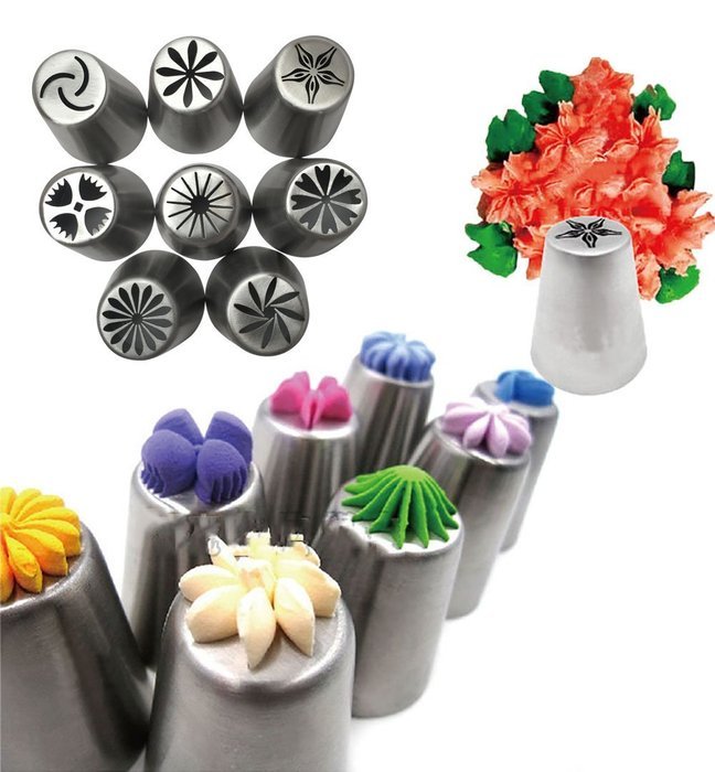 NEW Russian Tulip Tips Stainless Steel Icing Piping Nozzles Pastry Decorating Tips Cake Cupcake Decorator icing... N9