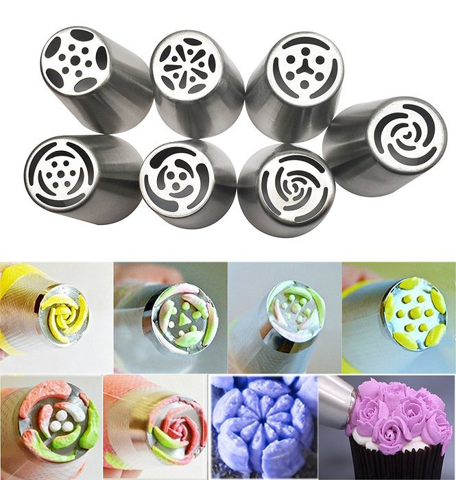 NEW Russian Tulip Tips Stainless Steel Icing Piping Nozzles Pastry Decorating Tips Cake Cupcake Decorator icing... N13