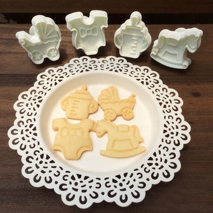 C-Pioneer Set of 4 Hobbyhorse Feeder Car Clothing Shaped Cake Fondant Pan Baking Molds for Kids, Pets, Dog-lovers... N5