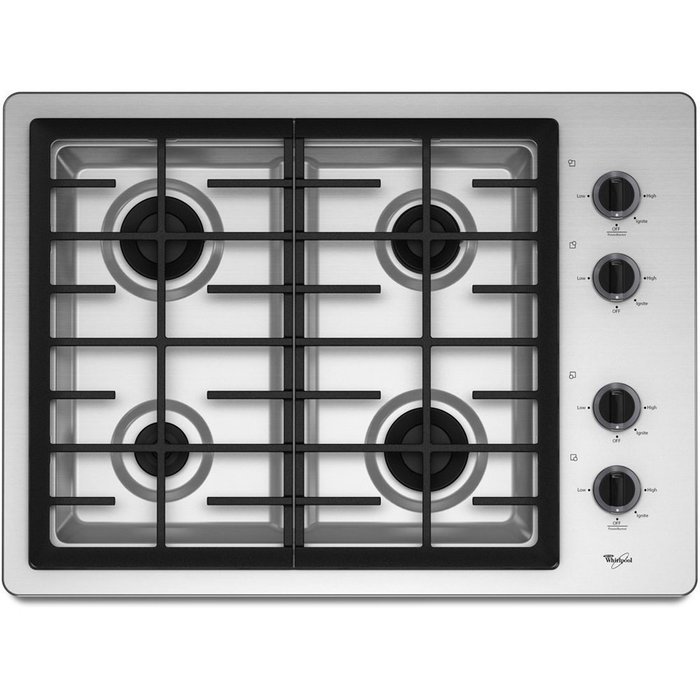 Whirlpool W5CG3024XS 30 Gas Cooktop with 4 Sealed Burners Stainless Steel