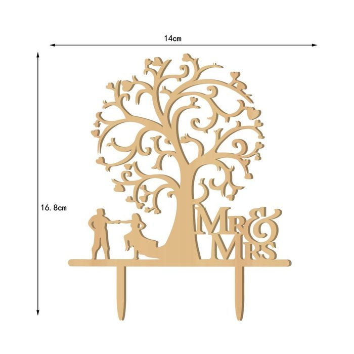 Aisila Mr and Mrs Cake Toppers Wooden Bride Groom Tree Rustic Wedding Cake Topper N2