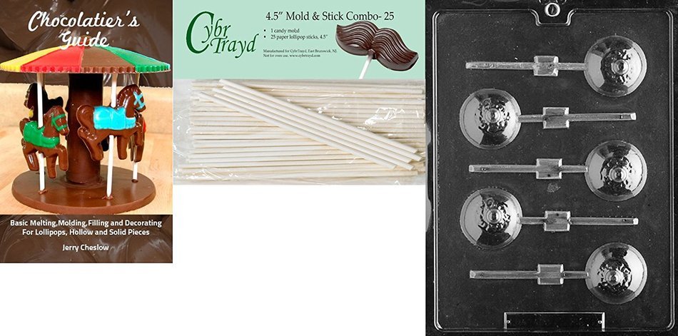 Cybrtrayd 'Boobs Lolly' Adult Chocolate Candy Mold with 25 4.5-Inch Lollipop Sticks and Chocolatier's Guide
