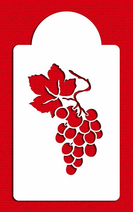 Designer Stencils C070 Single Grape Cake Stencil, Beige/semi-transparent