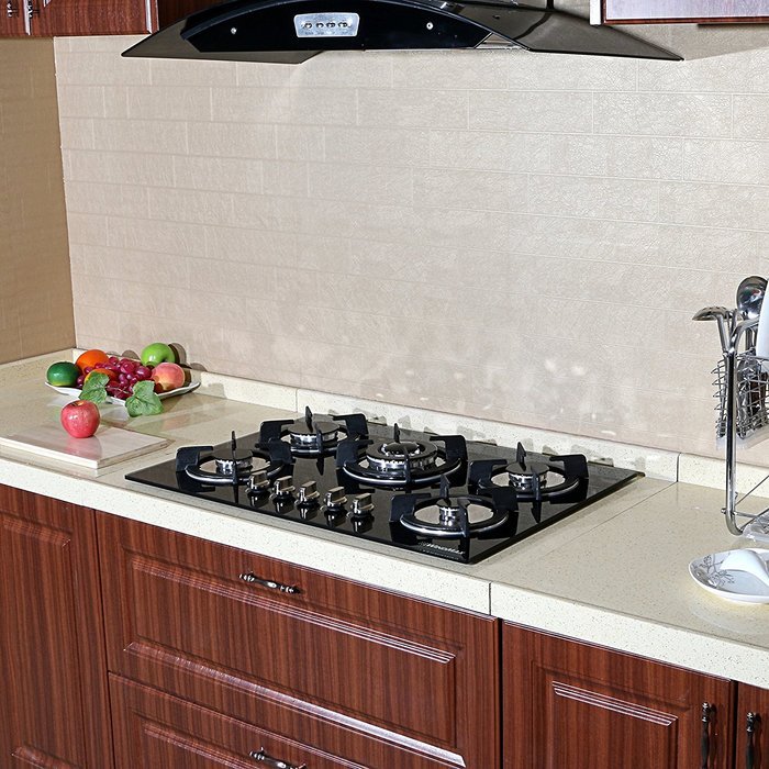 Windmax 30" Euro Design Black Tempered Glass Built-in Kitchen 5 Burners Gas Hob Cooktops N5