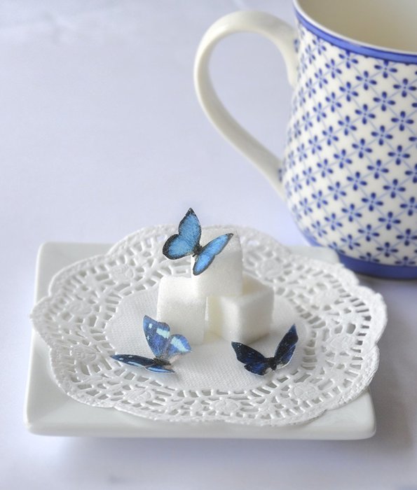 Edible Butterflies &copy; - Mini Assorted Blue Set of 48 - Cake and Cupcake Toppers, Decoration N2