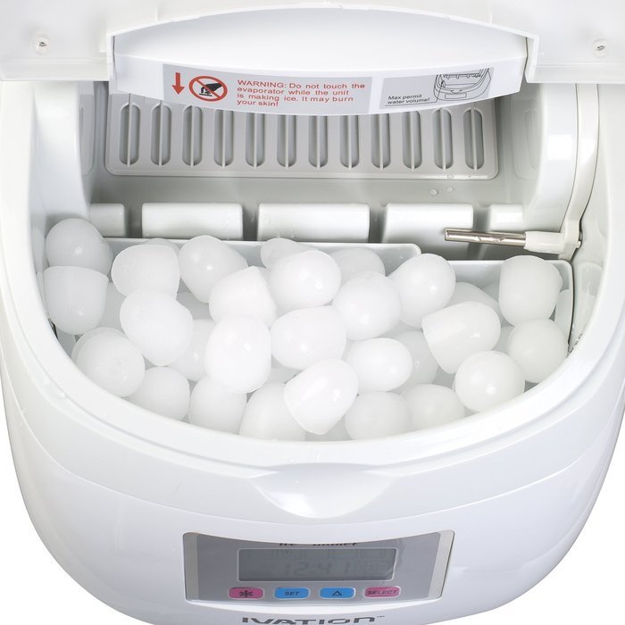 Ivation IVA-ICEM25WH Portable Ice Maker with LCD Display, White N7