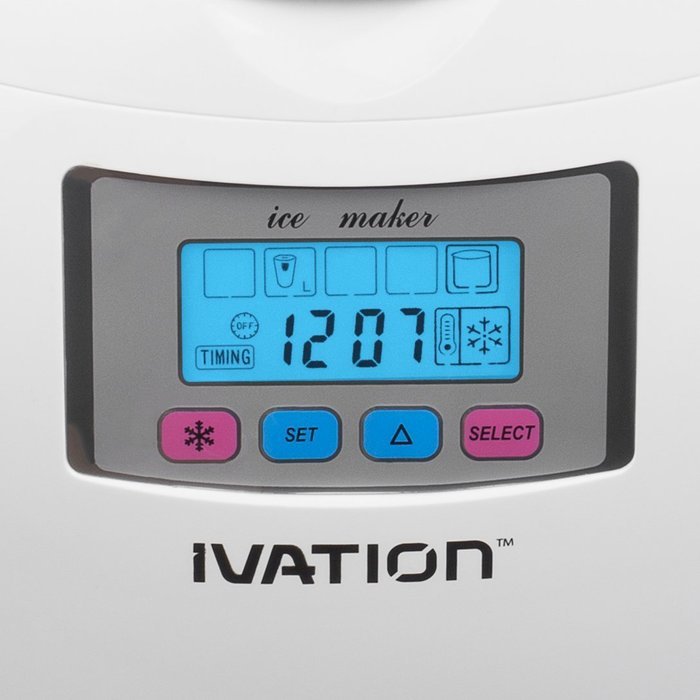 Ivation IVA-ICEM25WH Portable Ice Maker with LCD Display, White N8