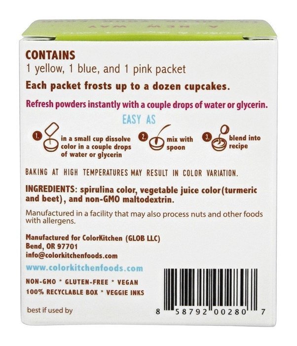 Cupcake Coloring Set (PINK, YELLOW, and BLUE) - All Natural, Vegan, Non-GMO N3