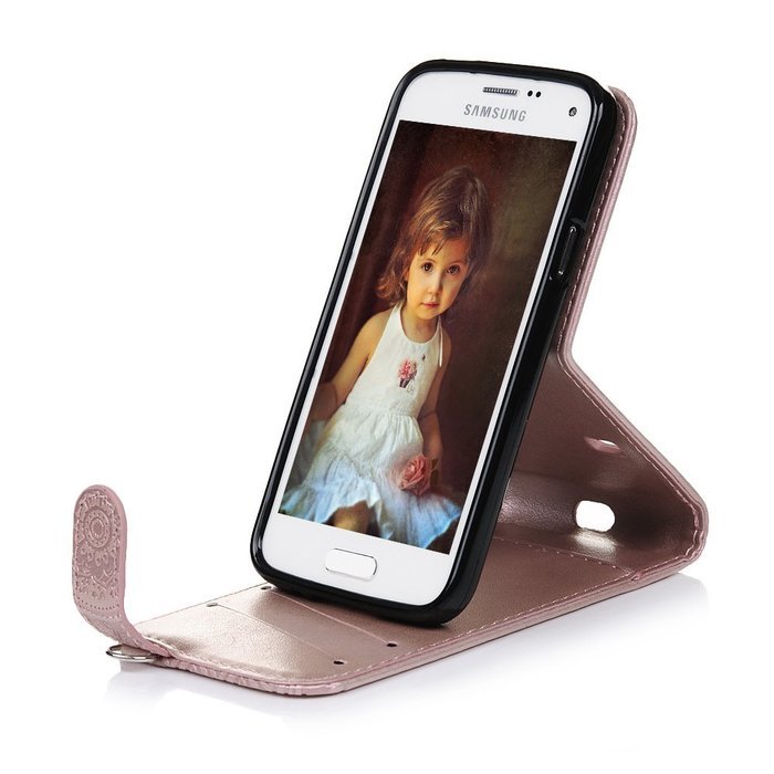 Badalink Galaxy S5 Mini Up-Down Open Folio Flip Case Kickstand Vertical PU Leather Embossed Totem Magnetic Snap... N41