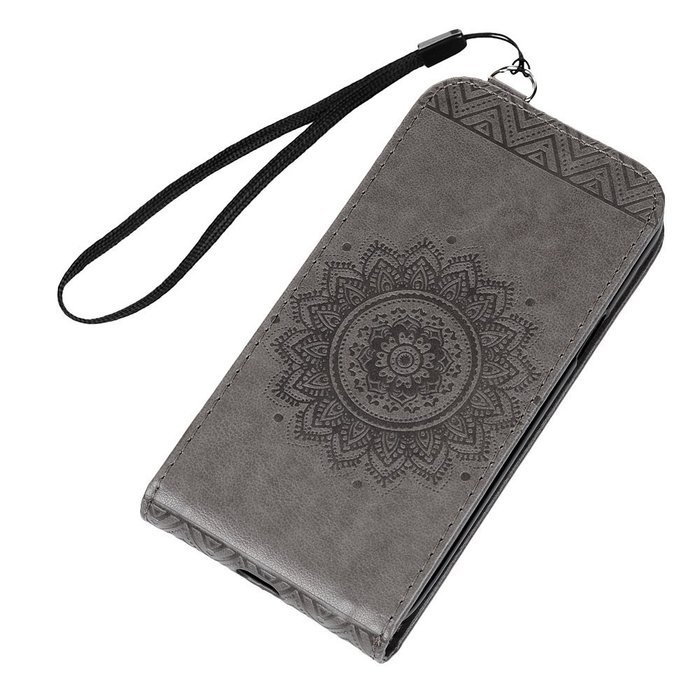 Badalink Galaxy S5 Mini Up-Down Open Folio Flip Case Kickstand Vertical PU Leather Embossed Totem Magnetic Snap... N46