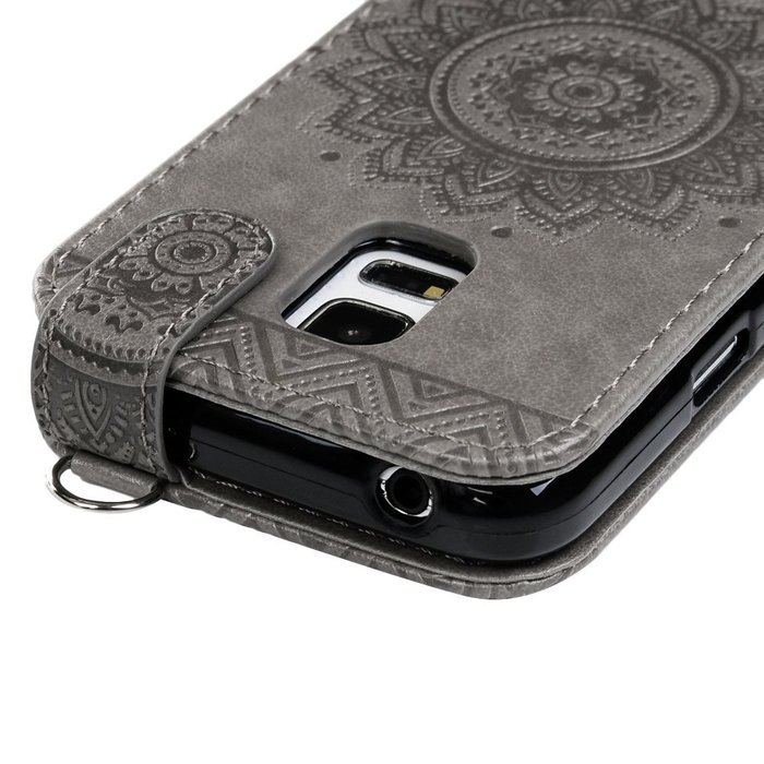 Badalink Galaxy S5 Mini Up-Down Open Folio Flip Case Kickstand Vertical PU Leather Embossed Totem Magnetic Snap... N47