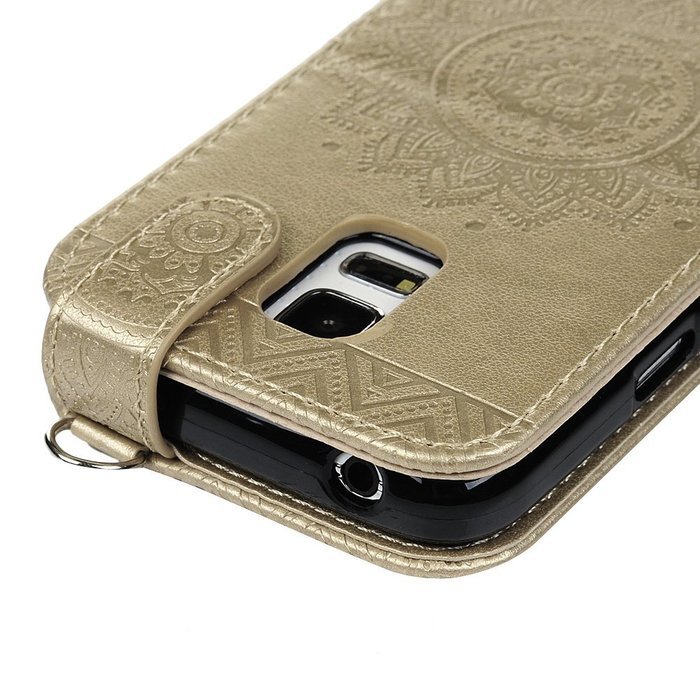 Badalink Galaxy S5 Mini Up-Down Open Folio Flip Case Kickstand Vertical PU Leather Embossed Totem Magnetic Snap... N51