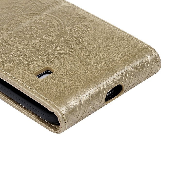 Badalink Galaxy S5 Mini Up-Down Open Folio Flip Case Kickstand Vertical PU Leather Embossed Totem Magnetic Snap... N52