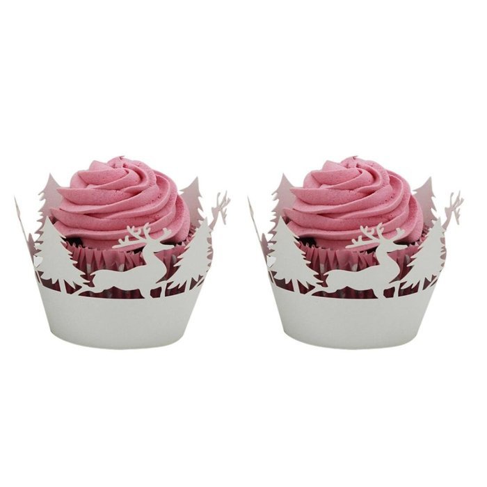 Oksale 24Pcs Christmas Hollow Lace Cup Muffin Holder Cake Paper Case Wraps Cupcake Wrapper for Wedding Birthday... N13