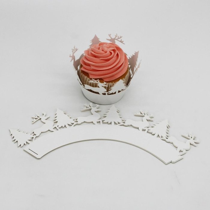 Oksale 24Pcs Christmas Hollow Lace Cup Muffin Holder Cake Paper Case Wraps Cupcake Wrapper for Wedding Birthday... N15