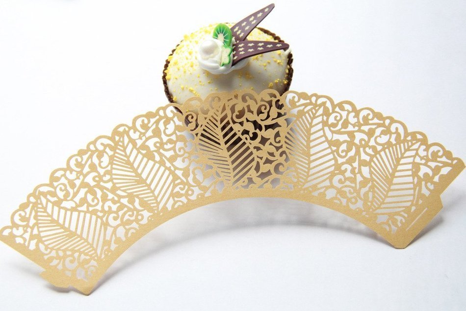 Kuke 24 pcs Seabed Leaf Laser Cut Cupcake Wrappers Cupcake Liners Muffin Container for Baby Shower Baby Birthday... N8