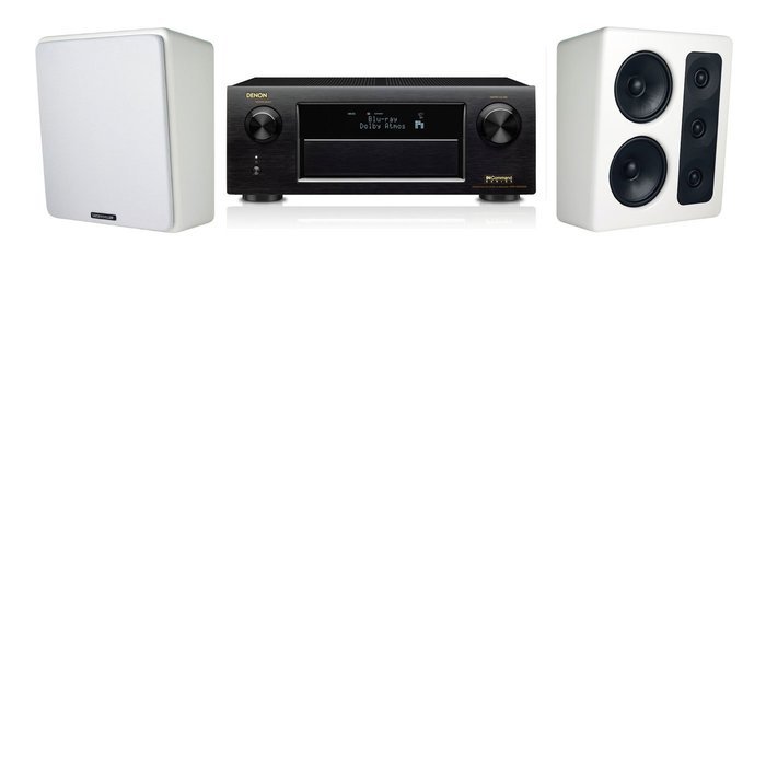 M&K Sound MP300 White Monitor Speaker 2.0 Denon AVR-X5200W