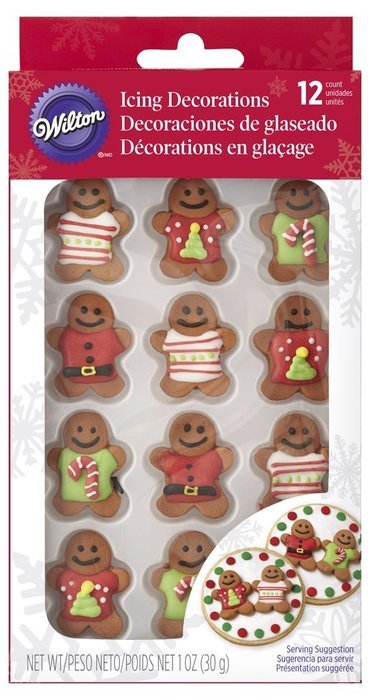 Wilton 710-1172 12 Count Christmas Gingerbread Men with Sweaters Royal Icing Decorations N2
