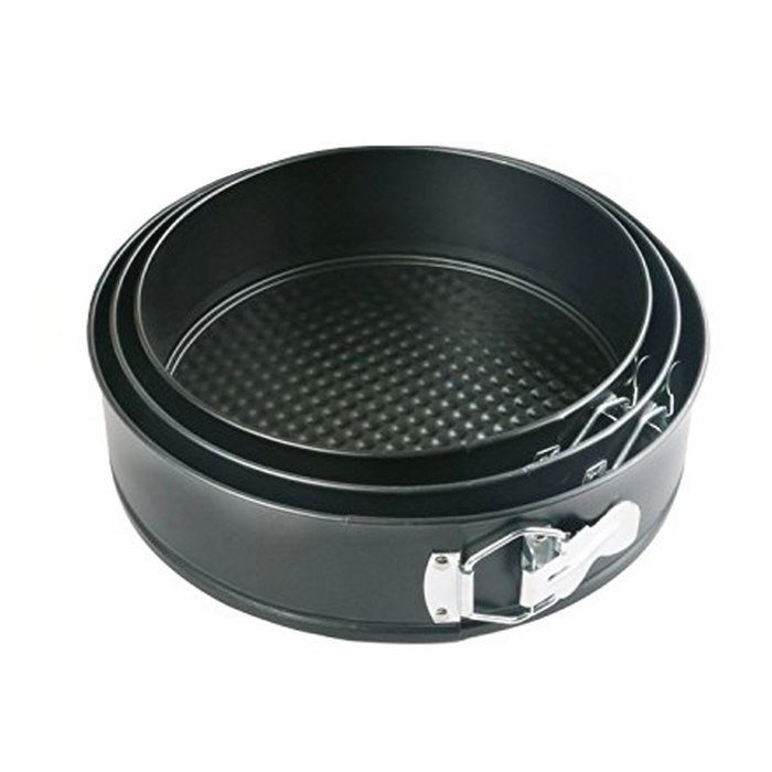 Springform Pans Set of 3,9-inch,10-inch,11-inch,Made of Non-Stick Black Aluminum,Dishwasher Safe N2
