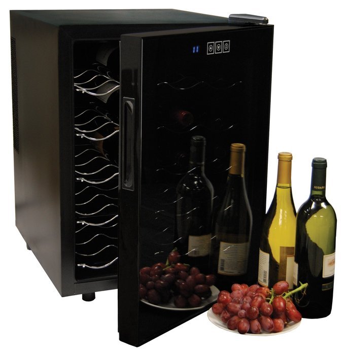 Koolatron WC20 Mirrored Glass Door Wine Cellar (20 Bottle), Black