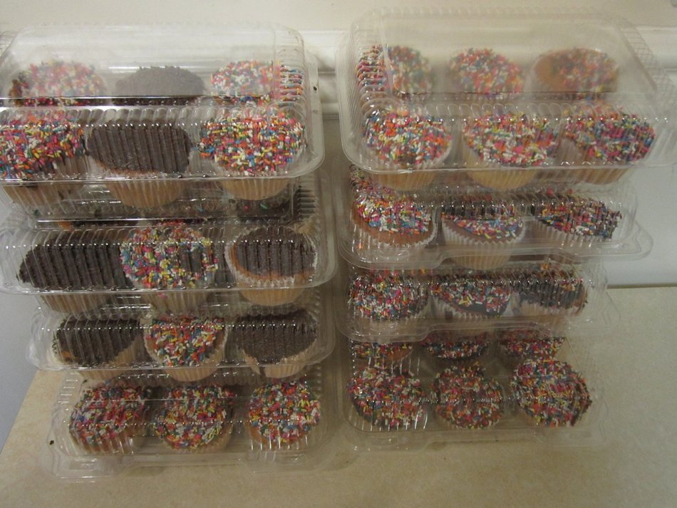 Oasis Supply PJP LBH-6656-12A 6-Compartment Cupcake Containers with Hinged Lid and 12 containers, Clear