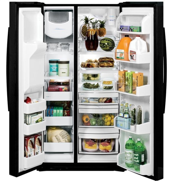 GE PSE25KGHBB Profile 25.4 Cu. Ft. Black Side-By-Side Refrigerator - Energy Star N6