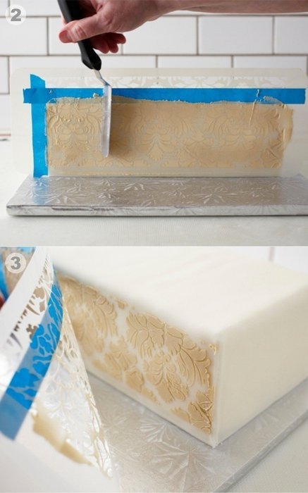 HULISEN 3.75"H X 4.6"W Filigree Damask Stencil Cake Side Decorating Stencils N2
