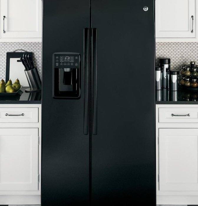 GE PSE25KGHBB Profile 25.4 Cu. Ft. Black Side-By-Side Refrigerator - Energy Star N7