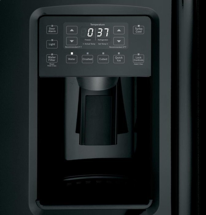 GE PSE25KGHBB Profile 25.4 Cu. Ft. Black Side-By-Side Refrigerator - Energy Star N8