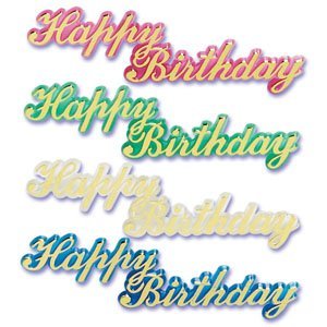 12 ~ Large Happy Birthday Script ~ Designer Cake/Cupcake Topper ~ NEW ~ LOOK!!!