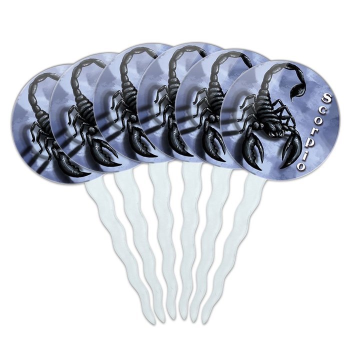 Set of 6 Cupcake Picks Toppers Decoration Zodiac Astrology Astrological Sign - Scorpio Zodiac Sign N23