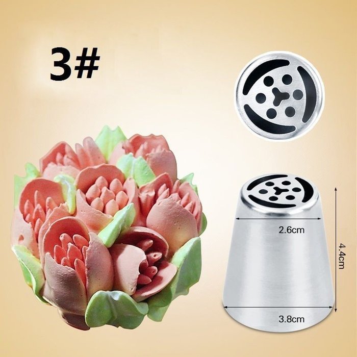 Agile-Shop 9 PCS Russian Cake Decorating Tip Stainless Steel Icing Piping Tip Nozzles Kit with 3-Color Coupler N3