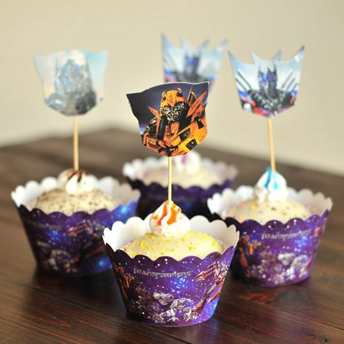 Winrase&reg; Set of 12 Chic Batman Mouth Kids Birthday Party Decoration Paper Cupcake Liner Wrap Wrappers with Toppers... N34