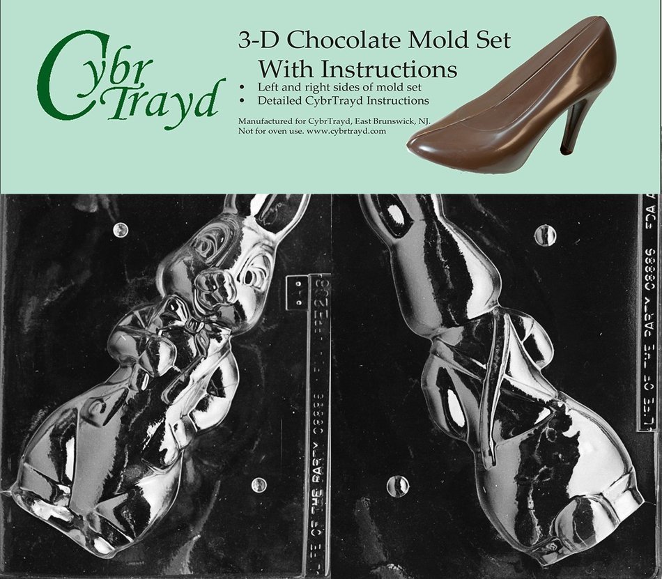 Cybrtrayd E206AB Chocolate Candy Mold, Includes 3D Chocolate Molds Instructions and 2-Mold Kit, Bunny in Jeans