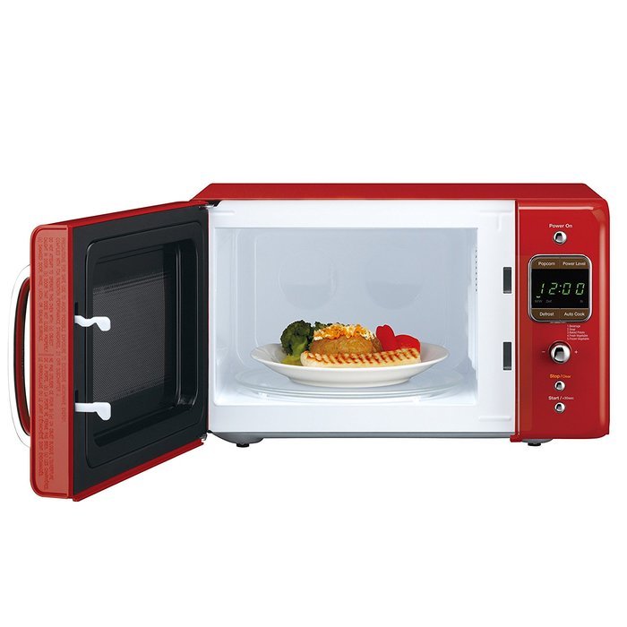 Daewoo Retro Microwave Oven 0.7 Cu Ft, Pure Red 700W N4
