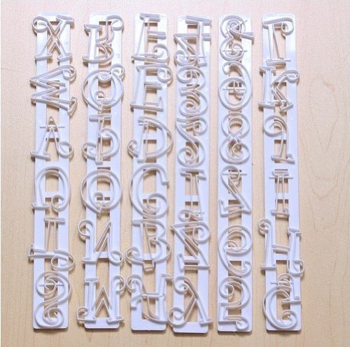 SDBING 6pcs Alphabet Number Letter Fondant Cake Frill Edge Sugarcraft Cutter Mold Tool N2