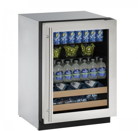 U-Line U2224BEVS00B 4.9 cu. ft. Capacity 24" 2000 Series Built In Full Size Beverage Center in Stainless Steel N2