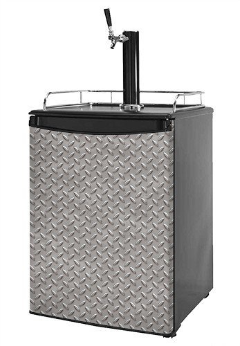 Kegerator Skin - Diamond Plate Metal 02 (fits medium sized dorm fridge and kegerators)