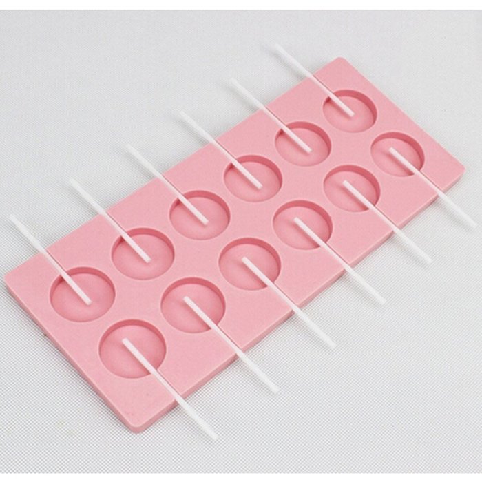 WOMHOPE Set of 2 - 12-Cavity Silicone Lollypop Mold with Sticks - Round Chocolate Candy Mold Candy Making Molds... N4