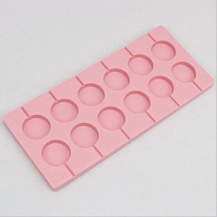 BUYBUYMALL 12 Round Silicone Lollipop Mold with Sticks for Candys Chocolates N3