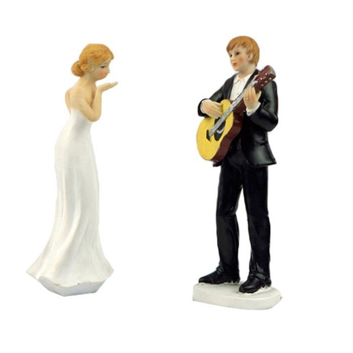 LingStar Love Romantic Guitar Bride and Groom Wedding Cake Topper Proposal Couple Figurine Resin Decoration N3