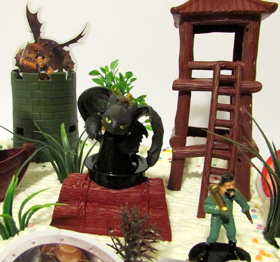 How To Train Your Dragon 20 Piece Birthday Cake Topper Set Featuring Toothless Night Fury, Monstrous Nightmare... N6