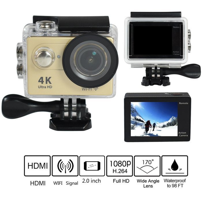 Action camera H9 Ultra HD 4K / 25fps WiFi 2.0" 170D pro Helmet Cam underwater waterproof camera go Sport cam (... N2