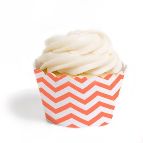 Dress My Cupcake Standard Cupcake Wrappers, Chevron, Orange, Set of 12 N6